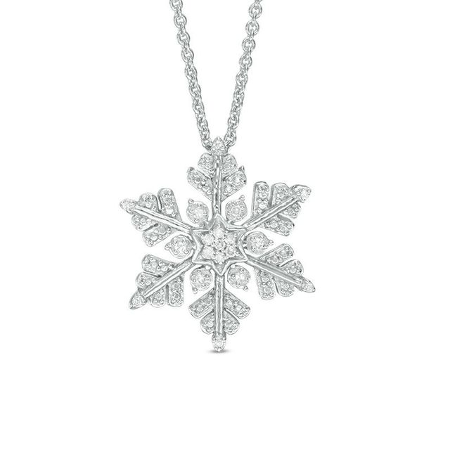 Previously Owned - 0.04 CT. T.W. Diamond Snowflake Pendant in Sterling Silver|Peoples Jewellers