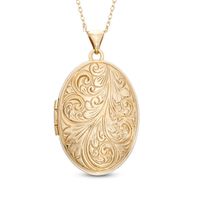 Previously Owned - Oval Feather Locket Pendant in 10K Gold|Peoples Jewellers