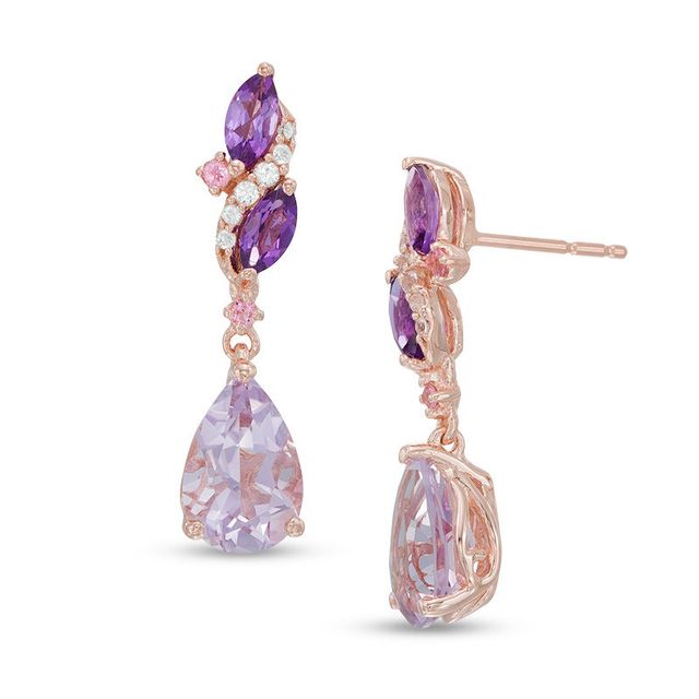 Previously Owned - Multi-Gemstone and Lab-Created White Sapphire Earrings in Sterling Silver with 14K Rose Gold Plate|Peoples Jewellers