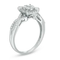 Previously Owned - 0.50 CT. T.W. Diamond Square Frame Twist Shank Ring in 10K White Gold|Peoples Jewellers