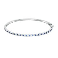 Previously Owned - Alternating Lab-Created Blue and White Sapphire Bangle in Sterling Silver|Peoples Jewellers