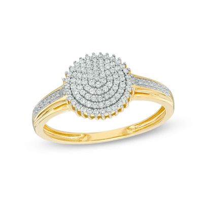 Previously Owned - 0.25 CT. T. W. Diamond Composite Sunburst Ring in 10K Gold|Peoples Jewellers