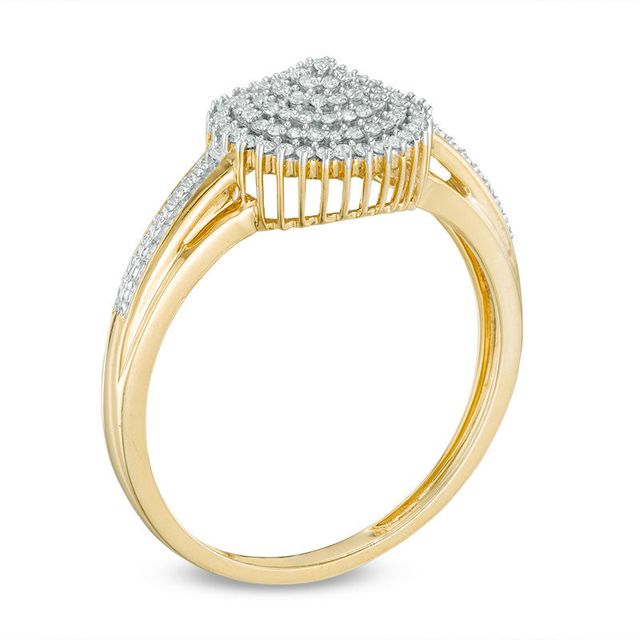 Previously Owned - 0.25 CT. T. W. Diamond Composite Sunburst Ring in 10K Gold|Peoples Jewellers