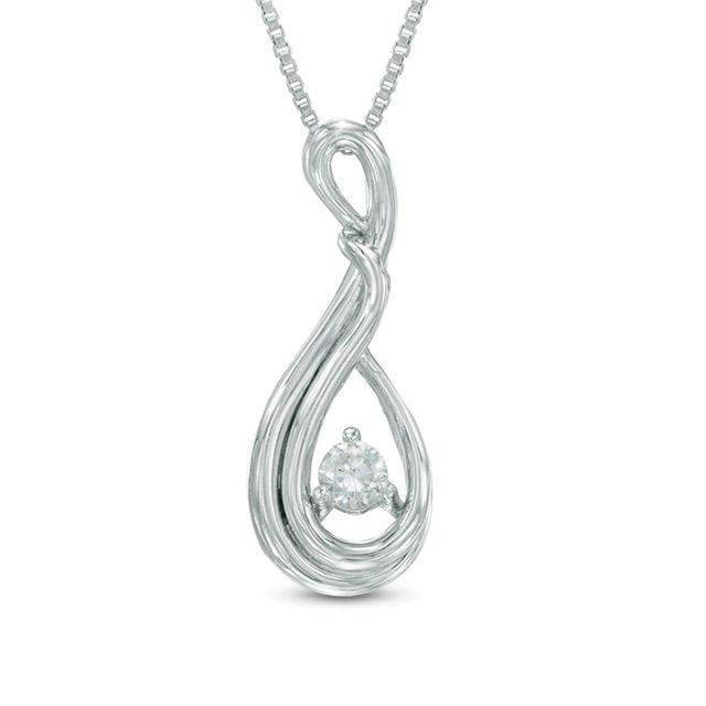 Previously Owned - 0.10 CT. Diamond Abstract Teardrop Pendant in Sterling Silver (I/I2)|Peoples Jewellers