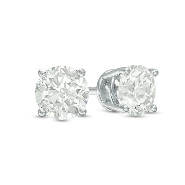 Previously Owned - 0.50 CT. T.W. Certified Diamond Solitaire Crown Royal Stud Earrings in 14K White Gold (J/I3)|Peoples Jewellers