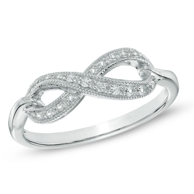 Previously Owned - Lab-Created White Sapphire Infinity Ring in Sterling Silver|Peoples Jewellers
