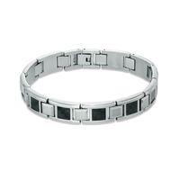 Previously Owned - Men's Link Bracelet in Stainless Steel and Tungsten with Black Carbon Fiber - 8.5"|Peoples Jewellers