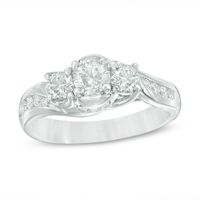 Previously Owned - 1.00 CT. T.W. Diamond Three Stone Crown Engagement Ring in 14K White Gold|Peoples Jewellers