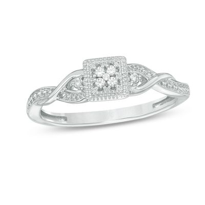 Previously Owned - Cherished Promise Collection™ 0.04 CT. T.W. Diamond Vintage-Style Promise Ring in Sterling Silver|Peoples Jewellers