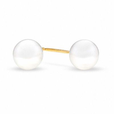 Previously Owned-5.0-5.5mm Akoya Cultured Pearl Stud Earrings in 14K Gold|Peoples Jewellers