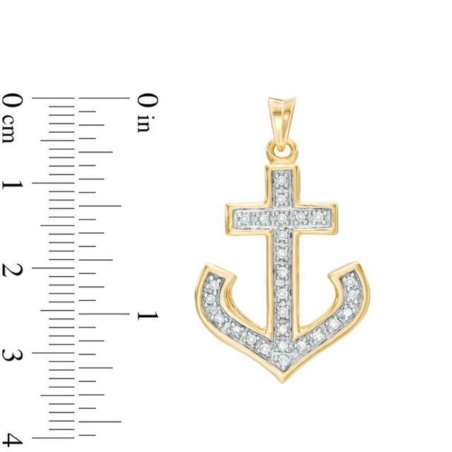 Previously Owned - Men's 0.20 CT. T.W. Diamond Anchor Charm in 10K Gold