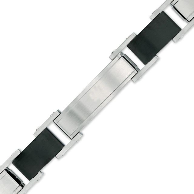 Previously Owned - Men's Cable and Textured Link Bracelet in Stainless Steel and Two-Tone IP - 8.5"|Peoples Jewellers