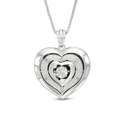 Previously Owned - Unstoppable Love™  0.05 CT. T.W. Diamond Triple Heart Locket in Sterling Silver|Peoples Jewellers