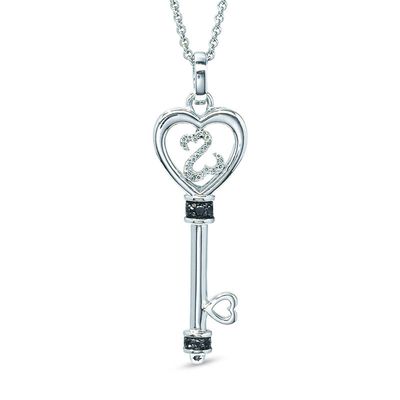 Previously Owned - Open Hearts by Jane Seymour™ 0.065 CT. T.W. Black Diamond Pendant in Sterling Silver|Peoples Jewellers