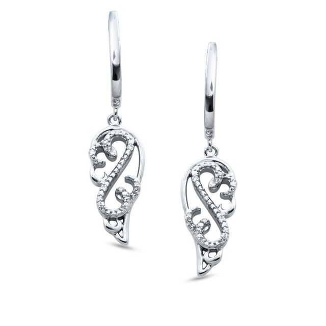 Previously Owned - Open Hearts by Jane Seymour™ Diamond Accent Single Wing Drop Earrings in Sterling Silver|Peoples Jewellers
