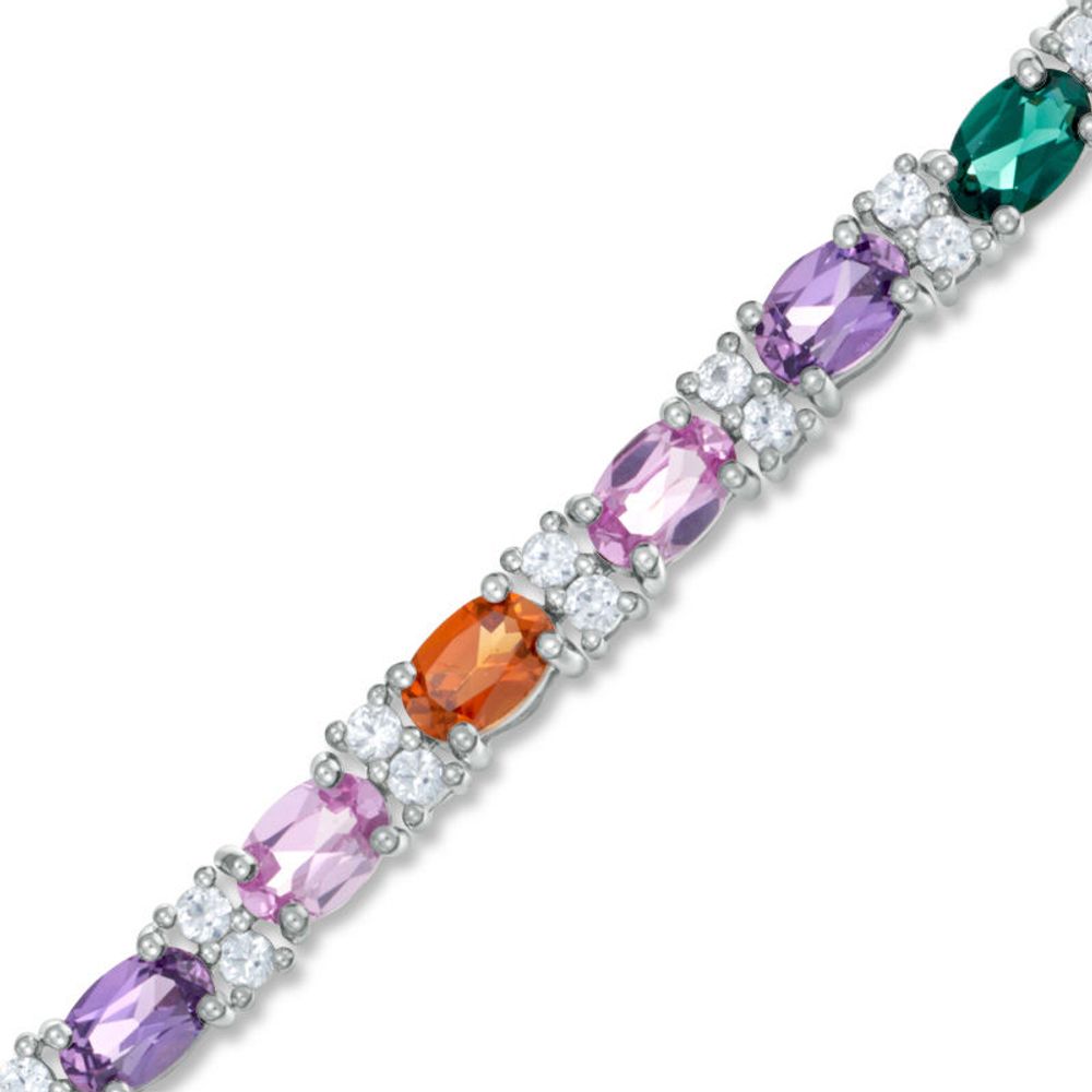 Previously Owned - Lab-Created Multi-Gemstone Bracelet in Sterling Silver - 7.25"|Peoples Jewellers