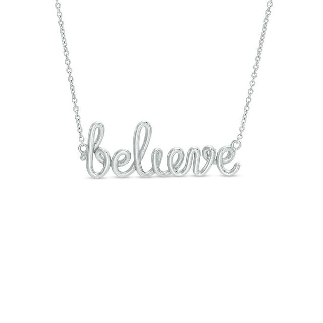 Previously Owned - Cursive "believe" Necklace in Sterling Silver - 17.5"|Peoples Jewellers