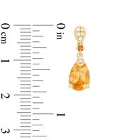 Previously Owned - Pear-Shaped Citrine and Lab-Created White Sapphire Earrings in Sterling Silver with 14K Gold Plate|Peoples Jewellers