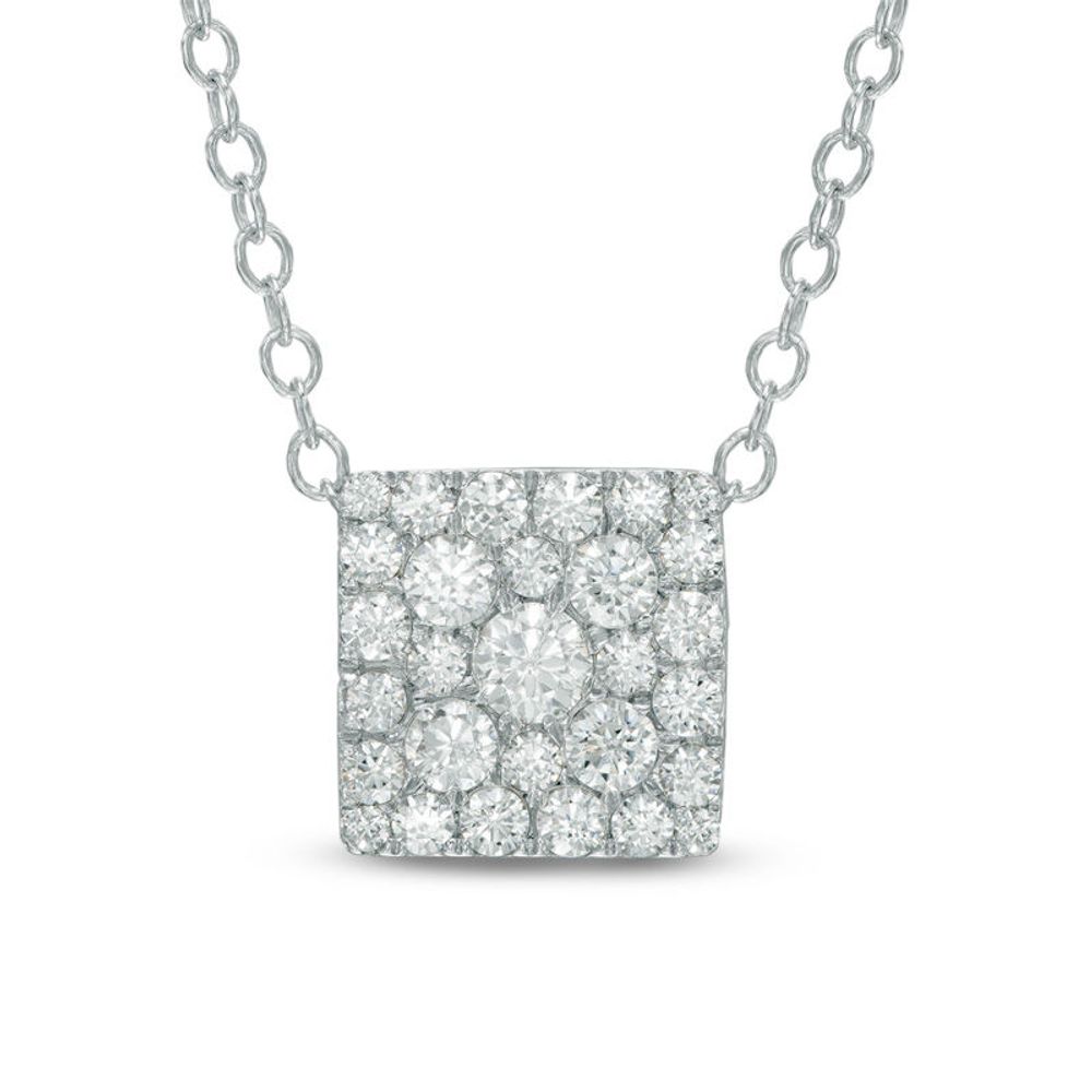 Previously Owned - 0.50 CT. T.W. Diamond Square Cluster Pendant in 10K White Gold|Peoples Jewellers