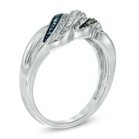 Previously Owned - 0.05 CT. T.W. Enhanced Blue, Green and White Diamond Waves Ring in Sterling Silver|Peoples Jewellers