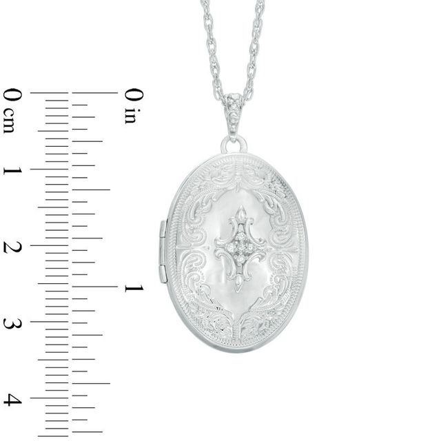 Previously Owned - Diamond Accent Oval Vintage-Style Locket in Sterling Silver|Peoples Jewellers