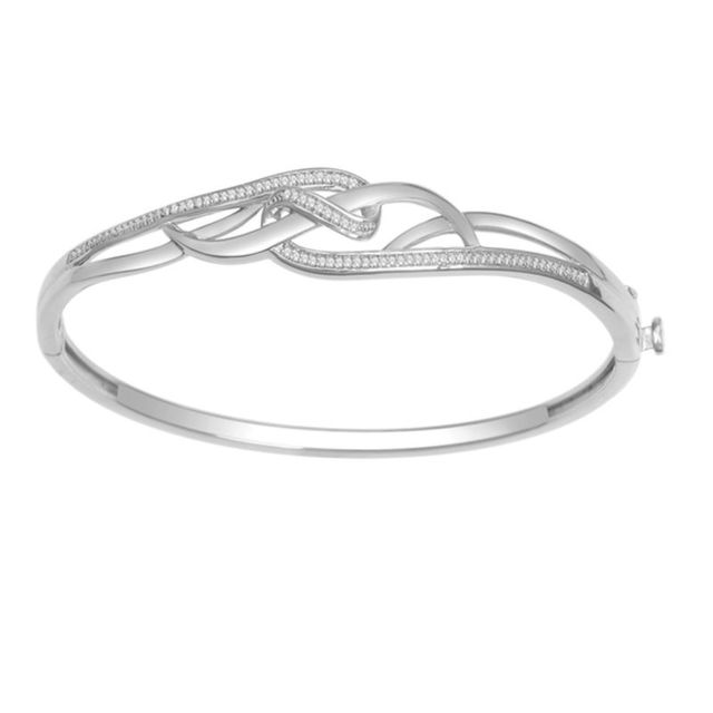 Previously Owned - 0.20 CT. T.W. Diamond Loose Braid Bangle in Sterling Silver|Peoples Jewellers
