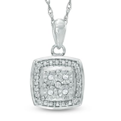 Previously Owned - Quad Diamond Accent Frame Pendant in Sterling Silver|Peoples Jewellers