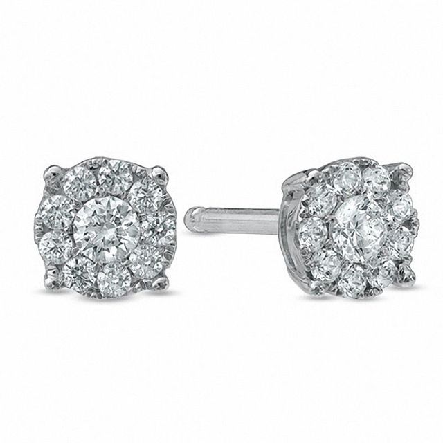Previously Owned - 0.25 CT. T.W. Composite Diamond Stud Earrings in 10K White Gold|Peoples Jewellers