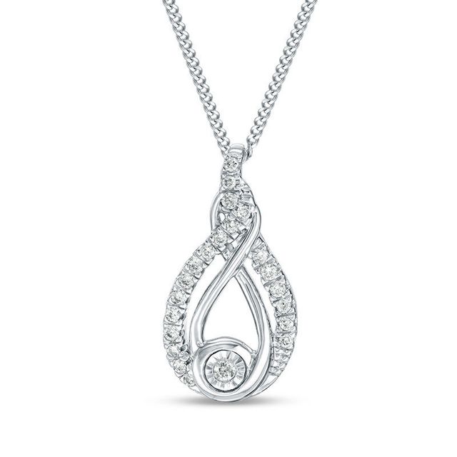 Previously Owned - Interwoven™ 0.09 CT. T.W. Diamond Pendant in Sterling Silver - 19"|Peoples Jewellers