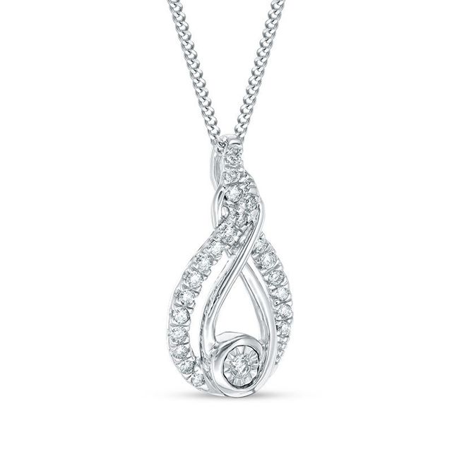 Previously Owned - Interwoven™ 0.09 CT. T.W. Diamond Pendant in Sterling Silver - 19"