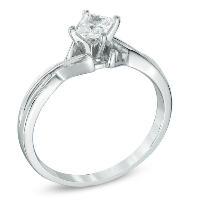 Previously Owned - 0.40 CT.   Princess-Cut Diamond Solitaire Ring in 14K White Gold (I/I1)