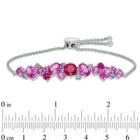 Previously Owned - Lab-Created Multi-Gemstone Cluster Bolo Bracelet in Sterling Silver - 9.0"|Peoples Jewellers