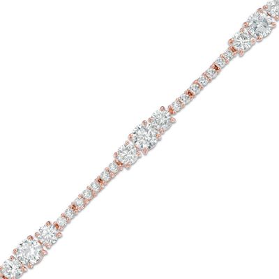 Previously Owned - Lab-Created White Sapphire Bracelet in Sterling Silver with 18K Rose Gold Plate - 7.25"|Peoples Jewellers