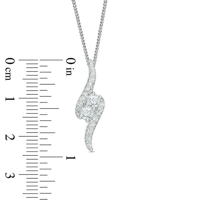 Previously Owned - Ever Us™ 0.50 CT. T.W. Two-Stone Diamond Bypass Pendant in 14K White Gold - 19"|Peoples Jewellers