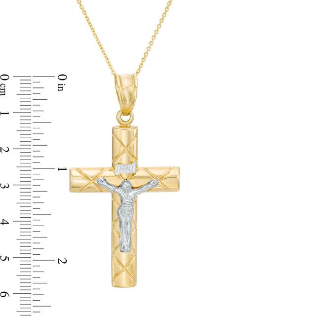 Previously Owned - Men's Diamond-Cut Crucifix Pendant in 10K Two-Tone Gold|Peoples Jewellers