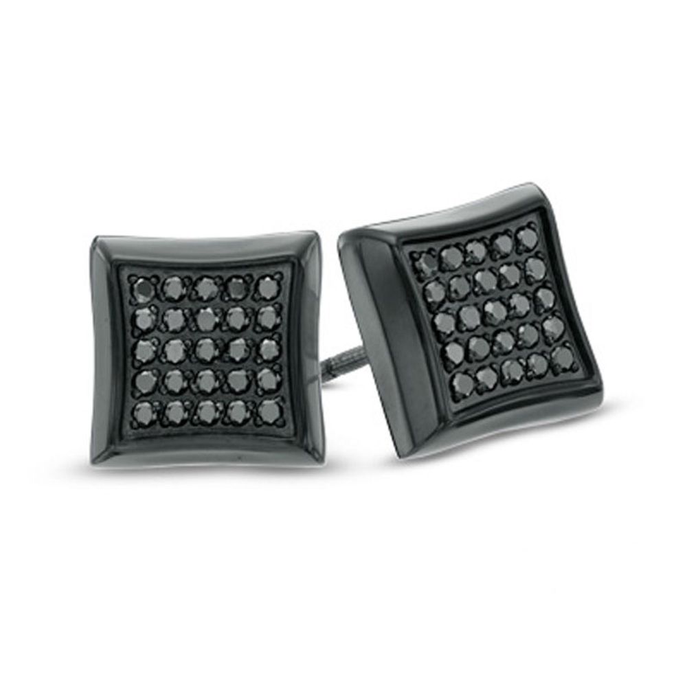 Previously Owned - Men's 0.25 CT. T.W. Black Diamond Earrings in Stainless Steel with Black IP|Peoples Jewellers