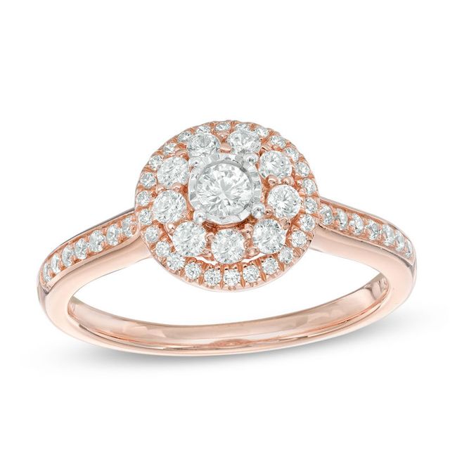 Previously Owned - 0.45 CT. T.W. Diamond Double Frame Engagement Ring in 10K Rose Gold|Peoples Jewellers