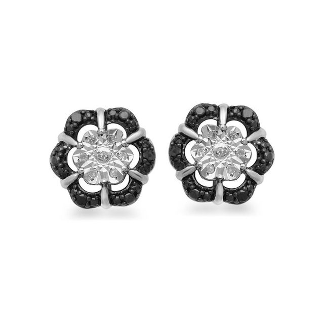 Previously Owned - 0.13 CT. T.W. Enhanced Black and White Diamond Stud Earrings Set in Sterling Silver|Peoples Jewellers