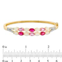 Previously Owned - Oval Lab-Created Multi-Gemstone and White Sapphire Bangle in Sterling Silver with 14K Gold Plate|Peoples Jewellers