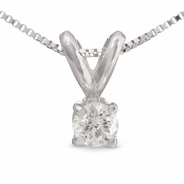 Previously Owned - 0.15 CT. Diamond Solitaire Crown Royal Pendant in 14K White Gold (I-J/I2-I3)|Peoples Jewellers