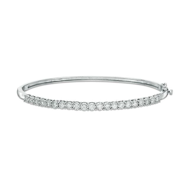 Previously Owned - 1.00 CT. T.W. Diamond Straight Line Bangle in 10K White Gold|Peoples Jewellers