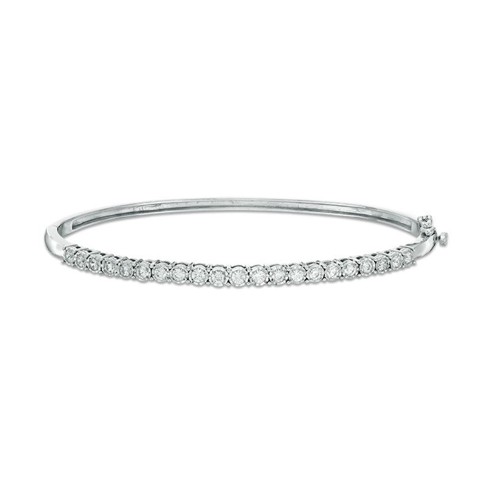 Previously Owned - 1.00 CT. T.W. Diamond Straight Line Bangle in 10K White Gold|Peoples Jewellers