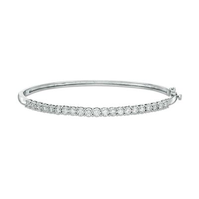 Previously Owned - 1.00 CT. T.W. Diamond Straight Line Bangle in 10K White Gold|Peoples Jewellers