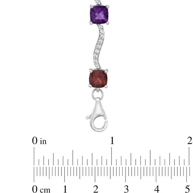 Previously Owned - Cushion-Cut Multi-Gemstone and Lab-Created White Sapphire Bracelet in Sterling Silver - 7.25"|Peoples Jewellers