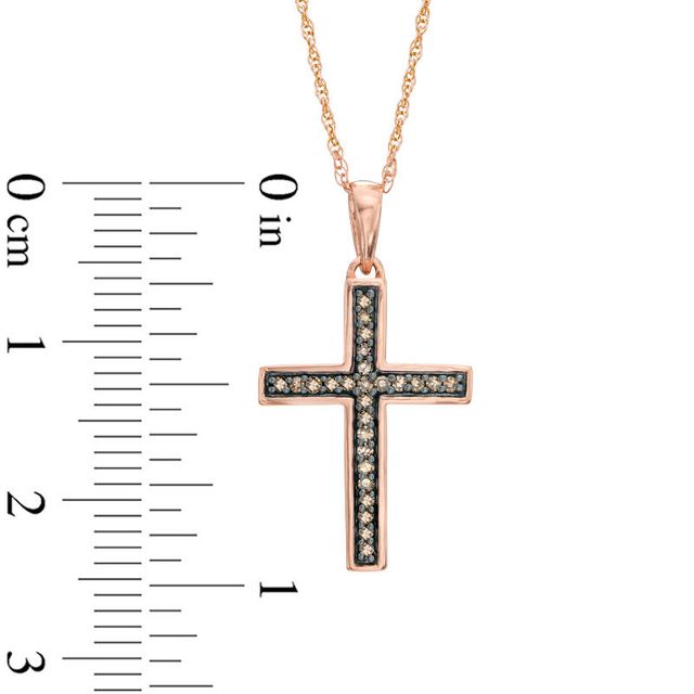Previously Owned - 0.10 CT. T.W. Champagne Diamond Cross Pendant in 10K Rose Gold|Peoples Jewellers