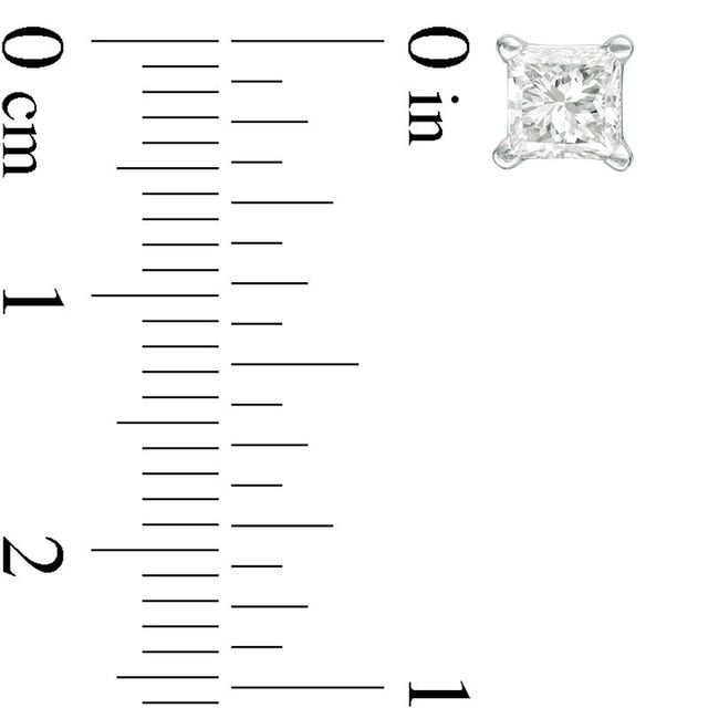 Previously Owned - 0.50 CT. T.W.  Princess-Cut Diamond Solitaire Stud Earrings in 14K White Gold (J/I3)