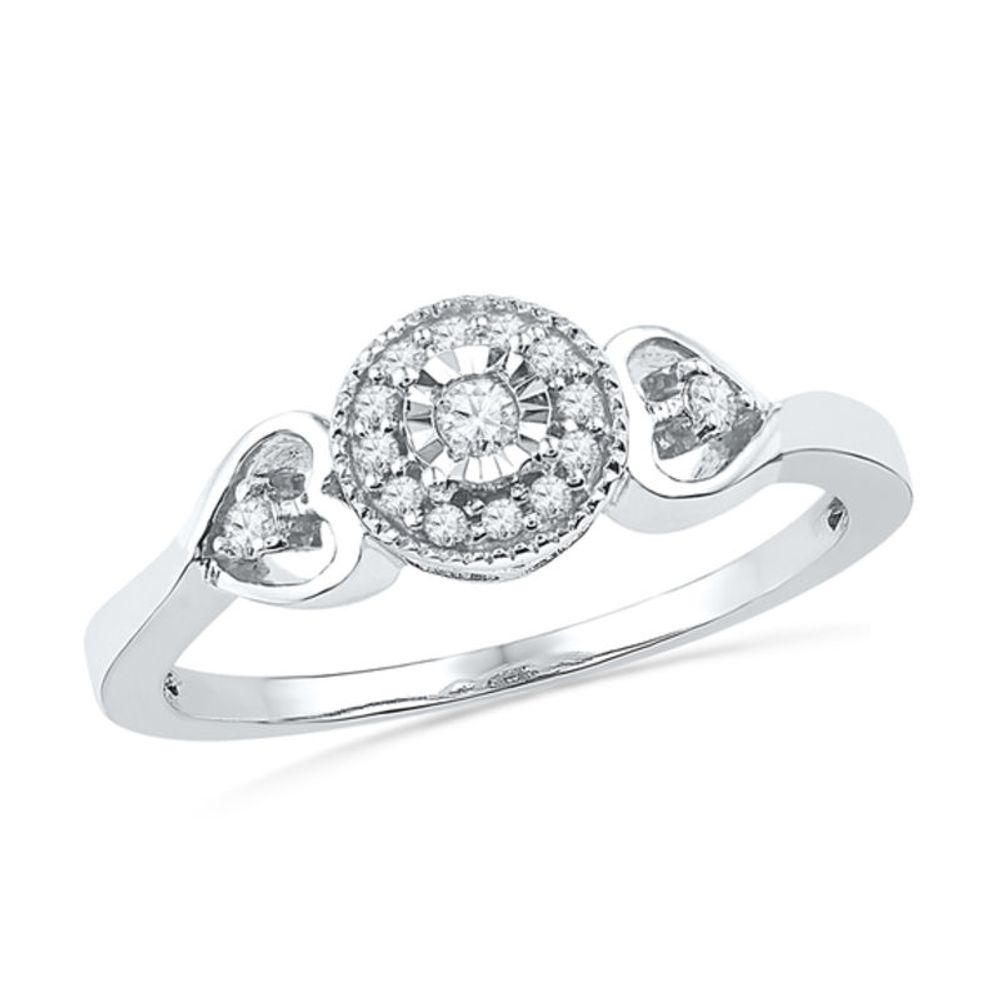 Previously Owned - 0.13 CT. T.W. Diamond Frame Promise Ring in Sterling Silver|Peoples Jewellers
