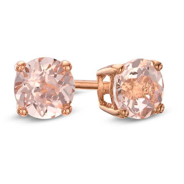 Previously Owned - 5.0mm Morganite Stud Earrings in 10K Rose Gold