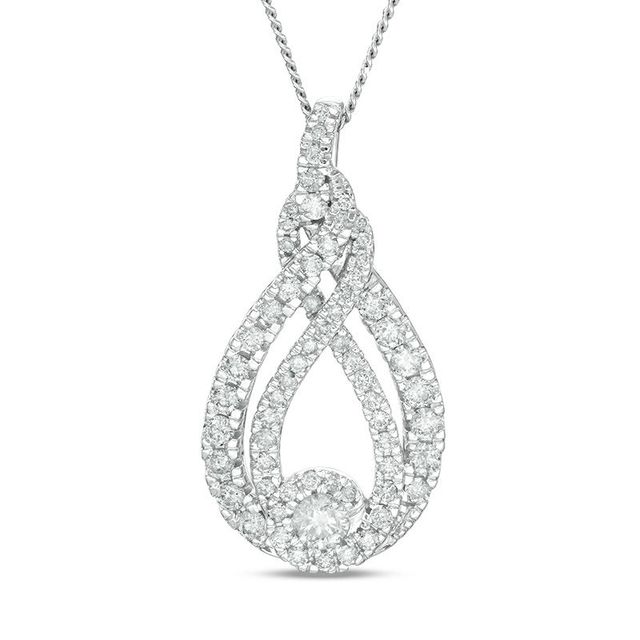 Previously Owned - Interwoven™ 0.95 CT. T.W. Diamond Pendant in 10K White Gold - 19"|Peoples Jewellers