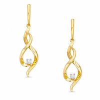 Previously Owned - 0.06 CT. T.W. Diamond Twisted Drop Earrings in 10K Gold|Peoples Jewellers